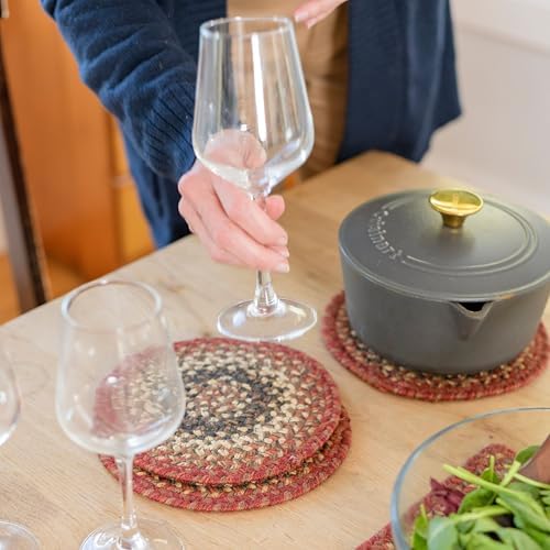Homespice Chester Braided Trivets Ideal as Pot Holders, Round 8" Set of 6