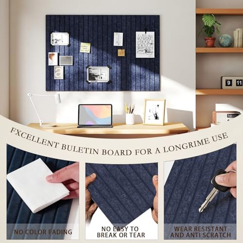 JBER Large Cork Board Alternative 72" x 48" - 24 Pack Self-Adhesive Felt Bulletin Board Tiles, Pin Board Vision Board for Walls, Office & Home Decor(Starlight Blue)