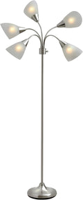 Adesso Floor Lamp with 5 Movable Shades & Adjustable Brightness, Brushed Steel Finish, Silver Perfect Lighting for Bedroom Decor, Beauty & Art Studio