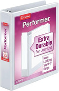 Cardinal Performer 3-Ring Binder, 1.5", Non-Locking Slant-D Rings, 375-Sheet Capacity, ClearVue Presentation Binder, PVC-Free, White (17400CB)