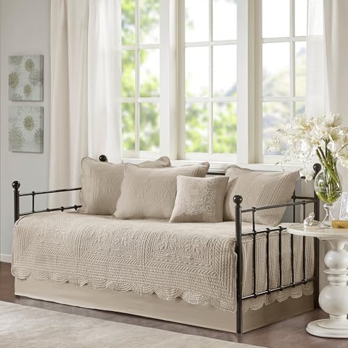 Madison Park Coastal Damask Quilted Daybed Cover Set, 6PC, 39"x75"
