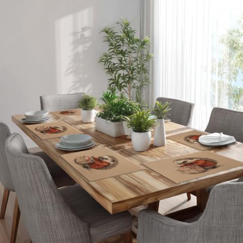 Batmerry Hedgehog Delivery Mail Placemats, Cute with Bag Washable Linen Table Mats for Kitchen Table Double Insulation Decor Dining Set Indoor Outdoor 12X18 in Set of 8