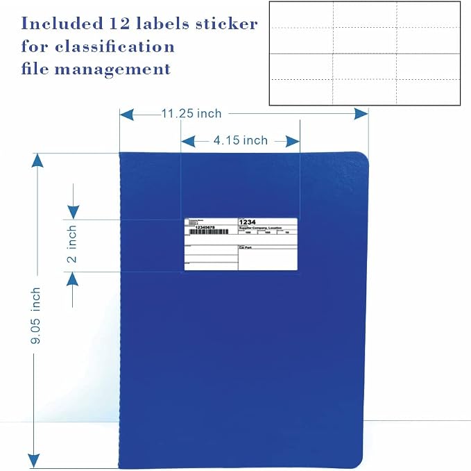 Fiberboard Binder, 8.5 Inch Centers, 3 Inch Capacity, Letter Size, for Pressboard Report Cover,12 per Box (Blue)