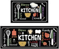 Utensils Kitchen Rugs for Floor 2 Piece Sets, Chef Love Floor Mat for Kitchen, Utensils Kitchen Rug in Front of Sink for Standing for Italian Kitchen Decor 17"X30"+17"X47"