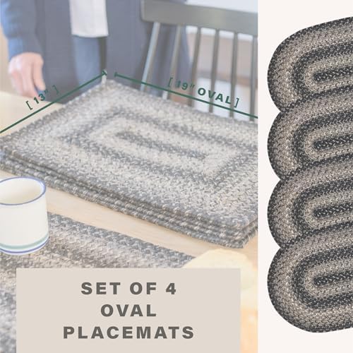 Homespice Flint Hill Jute Braided Placemats, Oval 13x19 Set of 4