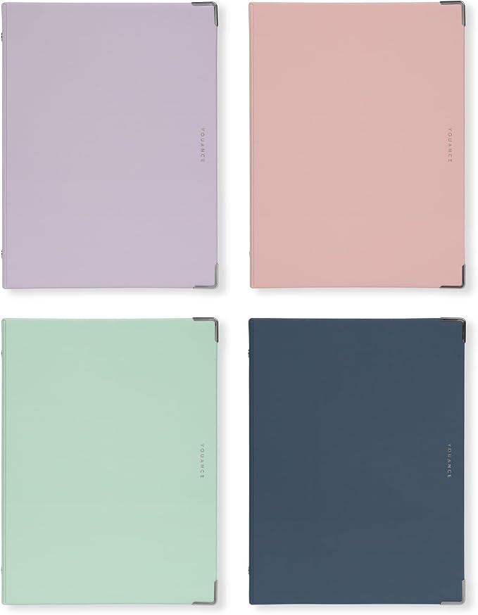 Maruman YOUANCE 20-Ring Binder, Holds 70 Sheets, A5 5.83"x8.27", Light Pink | Durable Vinyl Cover, Storage Pocket, Includes 10 3mm Graph Paper Sheets & Clear Sheet Protector, Made in Japan