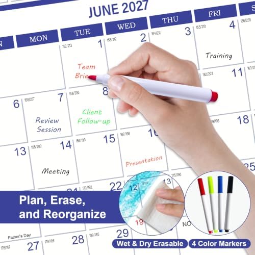 2027 Wall Calendar 32" x 48" Wet & Dry Erase 12 Months Calendar for Wall