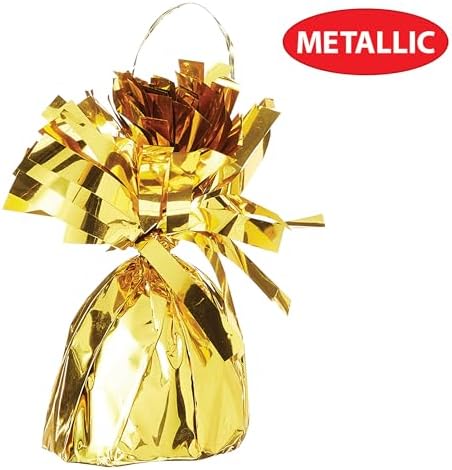Beistle 50804 GD Metallic Wrapped Balloon Weights, Gold, 6 Ounces, 12-Piece