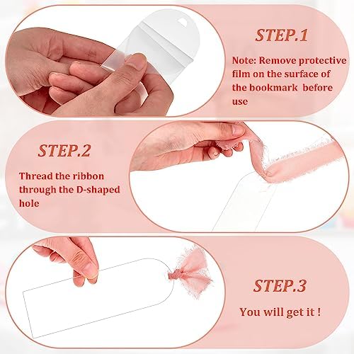 Yeaqee 100 Pcs Arch Shaped Clear Acrylic Bookmark Blanks with Ribbon