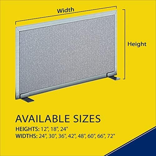 OBEX Acoustical Free Standing Privacy Screen, Cubicle Accessories Desk Privacy Panel, Desk Dividers for Office, Office Furniture Partitions Portable Sound Proof Dividers, 12" x 24", Overcast