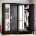 UNICOLY Armoire Wardrobe Closet，71" H Metal Wardrobe Cabinet with Mirror