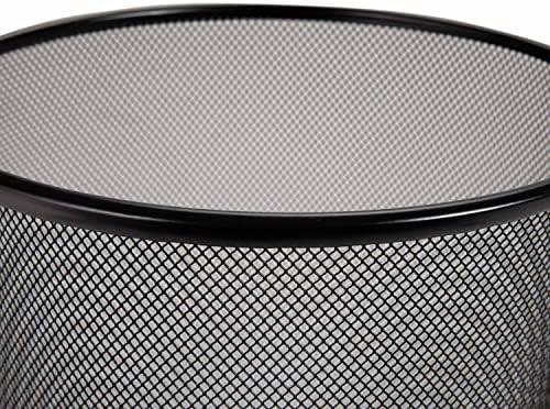 2-Pack 6-Gallon Round Steel Mesh Trash Can, Recycling Wastebasket, Black