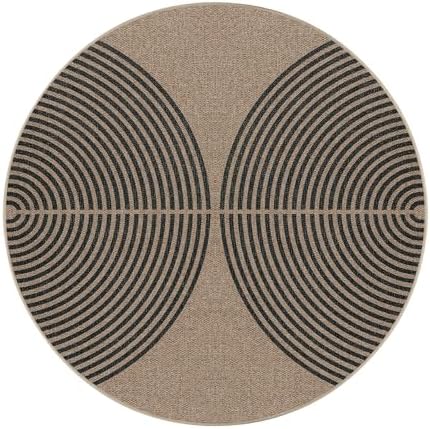 Lahome Modern Rainbow Round Rug 4ft, Washable Outdoor Rugs for Entryway Patio Farmhouse Indoor Outdoor Carpet, Contemporary Non Slip Small Round Kitchen Mats for Floor Entry