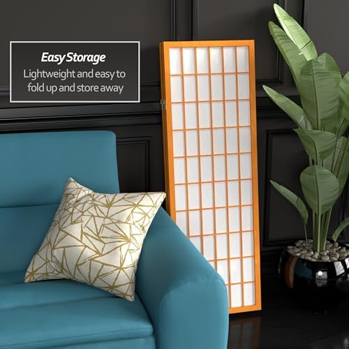 4 ft. Short Window Pane Shoji Screen - Honey - 4 Panels