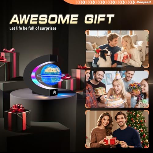 Magnetic Levitating Floating Globe with 7 Colored Lamp, World Globe for Men Father Boy Girl, Birthday Gifts Office Home Desk Toy Decor Display Frame, Cool Tech Gadgets Gifts
