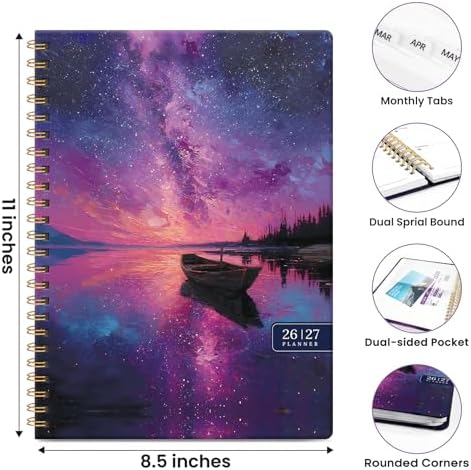 Large Planner 2026-2027, A4 (8.5" x 11") Hardcover Weekly & Monthly Planner July 2026 - June 2027 with Monthly Tabs, Academic Planner for School, Work and Office, Violet Lagoon