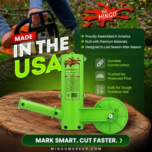 THE MINGO Ultimate Firewood Measuring Tool - Chainsaw Firewood Marker- Log Paint Marker -Loggin Marking Tool, Firewood Measuring Accessory- Logging Tools (Mingo Marker With 18" Wheel)