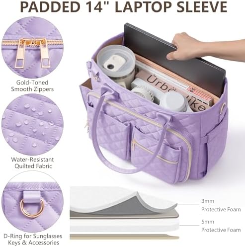 Large Bible Bag with Bible Cover Case for Women, Quilted Church Tote Bag