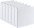 2-inch 3 Ring Binder with 2 Interior Pockets, Heavy Duty 2" Round Ring Binder Holds 450 Sheets of US Letter Size 8.5'' x 11'' Paper for Office/Home/School (White,6-Pack)