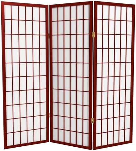 4 ft. Short Window Pane Shoji Screen - Rosewood - 3 Panels