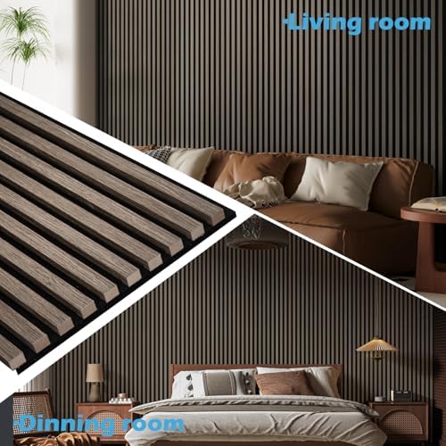 Art3d 108 x 12 in 3D Fluted Soundproof Wood Slat Wall Panel, 4-Pack, Walnut