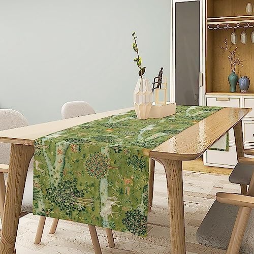 William Morris Original Design Green Table Runner Vintage Floral Table Runner for Dining Table Decor 13 x 60 Inch