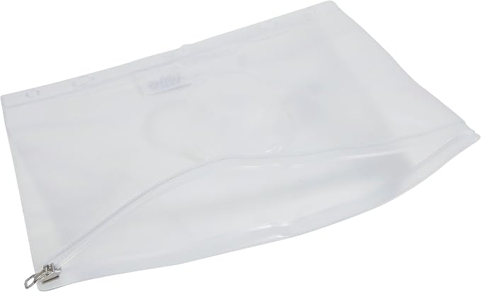 School Smart Zippered Ring Binder Pouches, 7 x 10 Inches, Clear and White Vinyl, Pack of 24