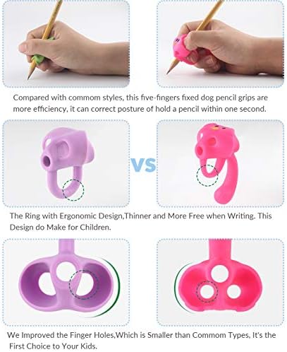 Training Grips For Pencil, Firesara Training Grips for Kids Handwriting Ergonomic 5 Fingers Fixed Sets for Trainer Handwriting Posture Correction, Assorted Pencil Grips for Righties and Lefties (3Pcs)