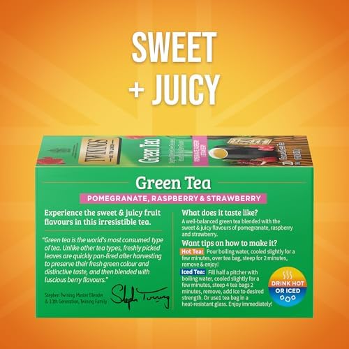 Twinings Green Pomegranate, Raspberry & Strawberry Tea Bags 20 CT (6 Pack)
