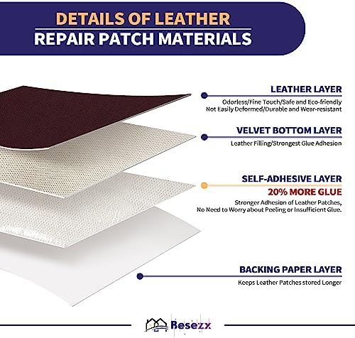 Leather Repair Patch Tape Kit, Self-Adhesive Leather & Vinyl Repair for Furniture, Couch, Sofa, Car Seats, Office Chair - 30inx16in
