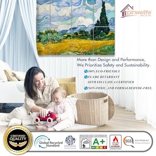 PINWELIFE® Masterpiece Acoustic Art Panels, 8-Pack 12"×16" Sound Absorbing Panels, Decorative Acoustic Wall Art, Noise and Echo Cancelling for Home Studio/Office, Nano Tape Included