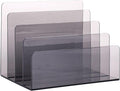 Sooyee 4 Compartment Acrylic File Organizer Holder Folder Organizer for Desk,Office Decorations for Work,Clear Black