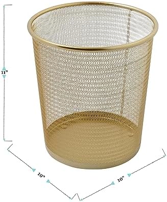 Martha Stewart Ryder 4.5 Gallon Mesh Metal Wastebasket, Gold