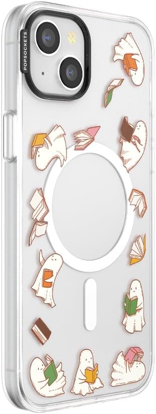 PopSockets iPhone 15 Plus Phone Case with MagSafe, Wireless Charging Compatible, Bookish - Spooky Book Club