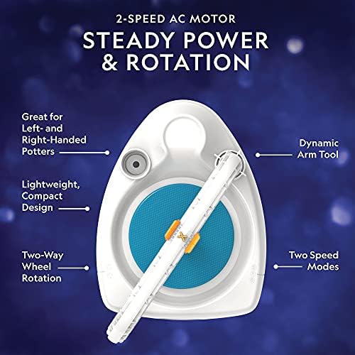 National Geographic Deluxe Pottery Wheel Complete Starter Kit for Kids | Plug-In Motor, 3 Lbs. Air-Dry Clay, Patented Arm Tool, Sculpting Tools, Gemstone Chips, Paints, Creative Birthday Gift