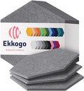 Acoustic Panels 12-Pack - 12"X10.4"X0.4" Sound Panels - High Density Sound Dampening - Pebble Gray Hexagon