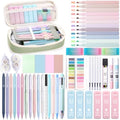 XKDOUS 54 Pcs Pencil Case with Supplies, Cute Aesthetic Stationery Set | Large Pen Case, 9 Mechanical Pencils 0.5/0.7/2.0mm, 12 Pastel Highlighters & 5 Gel Pens, Cute Aesthetic School Supplies
