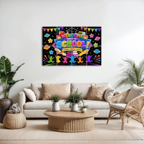 8 Pack Art Acoustic Panels Sound Absorbing Colorful Back to School Kids Books Graduation Decorative Soundproof Wall Panels Self Adhesive for Home Recording Studios 48"x32"