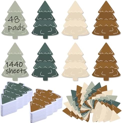48 Pads 1440 Sheets Christmas Tree Sticky Notes Summer Xmas Note Pads Self Adhesive Memo Pad Cute Gifts