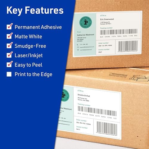 Avery TrueBlock Matte White Rectangle Labels, Sure Feed Technology, 5" x 7", 200 Matte White Labels, Laser/Inkjet Printable, Great for Packaging and Product Merchandising