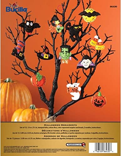 Bucilla 86430 Halloween Felt Applique Ornaments Kit (Size 2" by 2.5-Inch), Set of 12