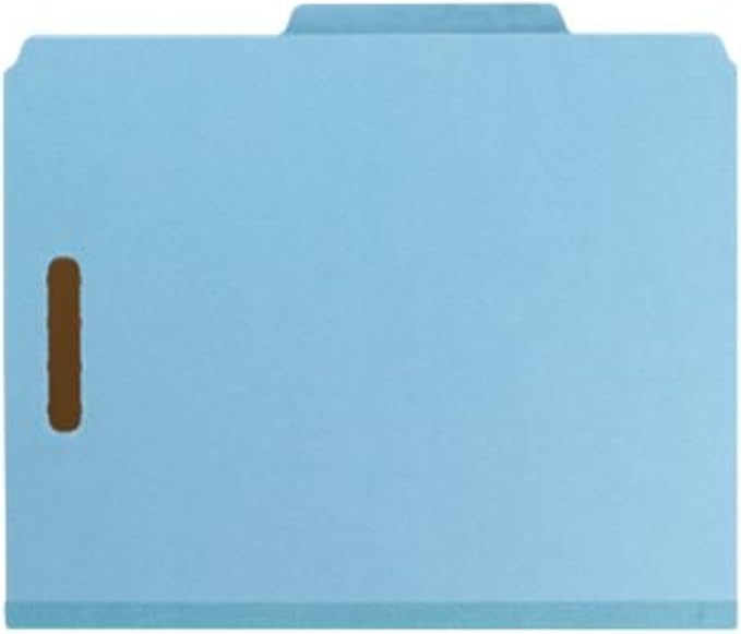 Smead 100% Recycled Pressboard Classification File Folder, 1 Divider, 2" Expansion, Letter Size, Blue, 10 per Box