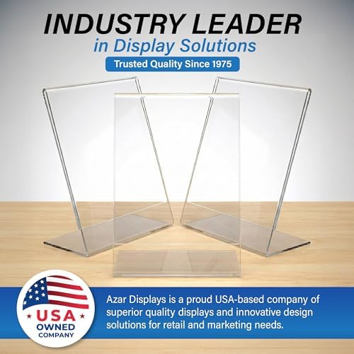 Azar Displays 112430-3PK Side Load Sign Holder 8.5x11 – Clear Flexible Plastic Display Stand, Slanted Acrylic Tabletop Frame for Menus, Signs– Pack of 3