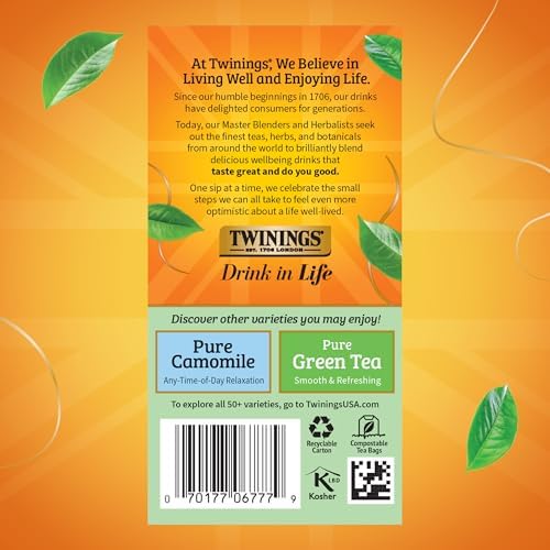 Twinings Pure Peppermint Herbal Caffeine-Free Tea Bags, 20 CT Box (1 Pack)