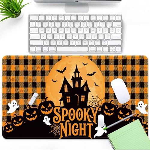 Britimes Large Mouse Pad, Mouse Pad, 31.5 x 15.7 Inch, Halloween Checkered