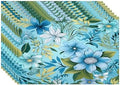 Batmerry Floral Light Blue Linen Placemats Set of 8, Blue Green Floral Washable Table Mats for Kitchen Table Thickened Heat Insulation Dining Set Indoor Outdoor 12X18 in