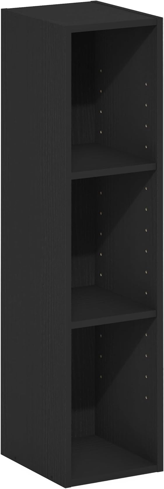 Furinno Fulda Book Shelf, 3-Tier Narrow Bookshelf, Bookcase with 8-in Width Storage Shelf, 9.3 x 7.9 x 31.5, for Living Room, Bedroom, Home Office, Blackwood