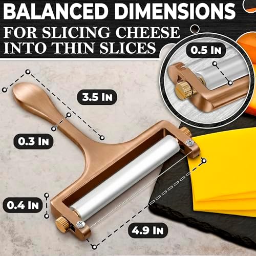 Handheld Wire Cheese Slicer with Adjustable Thickness, Stainless Steel