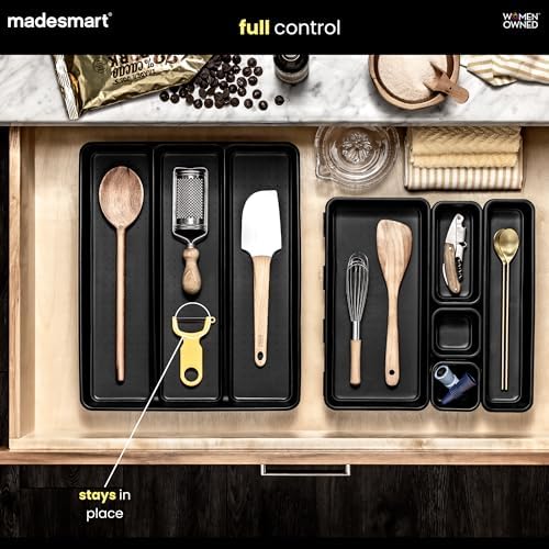 madesmart Classic 3 Compartment Utensil Tray, Carbon