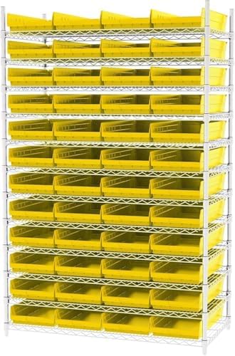 Akro-Mils 30174 Heavy Duty Plastic Shelf Bins, 24"x 11"x 4", Yellow, 6-Pk